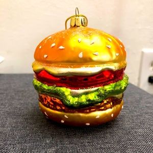 Cheeseburger hand blown Christmas ornament